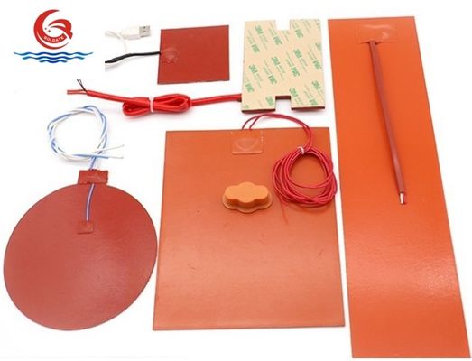 Orange Lithium Battery Heater Customized Oil Bucket Silicone Rubber Heating Pad
